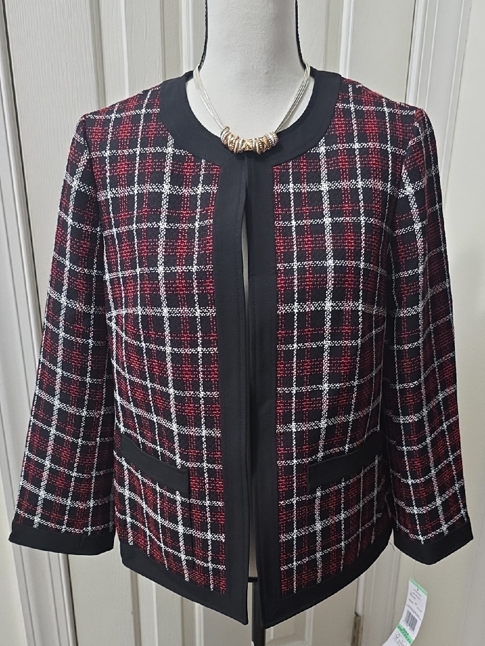 BLACK LABEL BY EVAN-PICONE WOMEN'S BLACK OPEN PROFESSIONAL BLAZER JACKET SIZE 8
